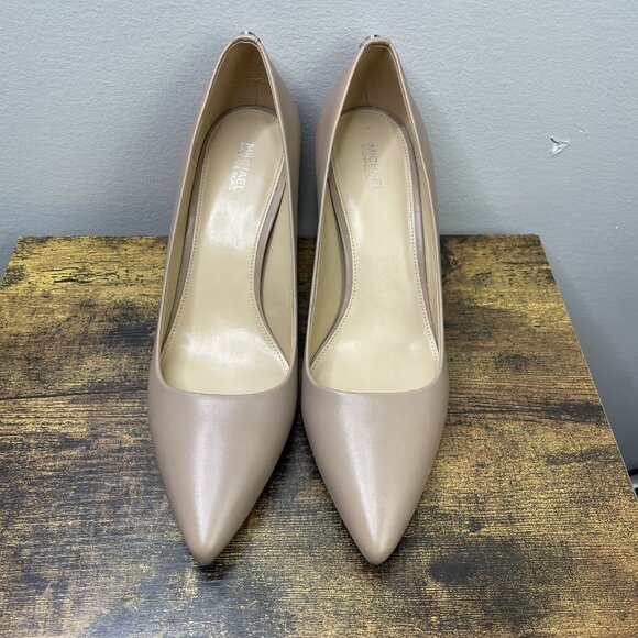 Michael Kors Dorothy Flex Pump Khaki Leather Heel Shoe - Picture 4 of 9